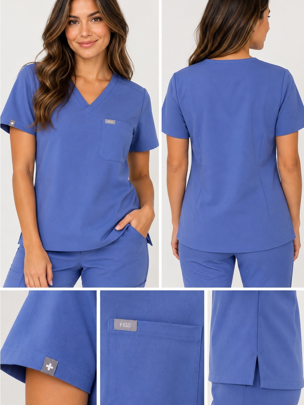 FIGS Catarina Scrub Top Technical Collection Blue XL